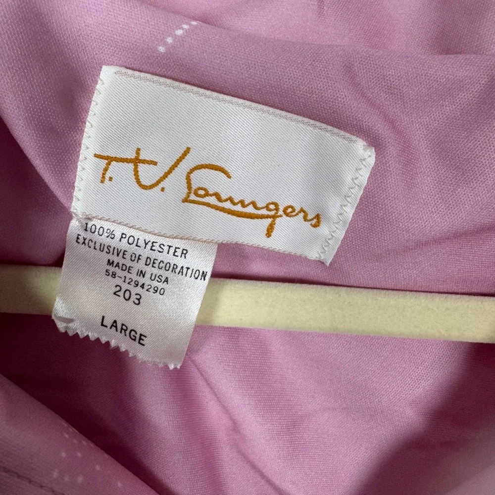 VTG TV Loungers Pink L Floral Zip Robe House Coat Dress 70s Hippie‎ Boho Kimono